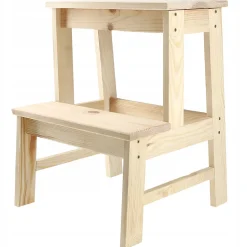 KADAX Tabouret De Cuisine En Bois Plateforme 50cm Avec Marche Solide