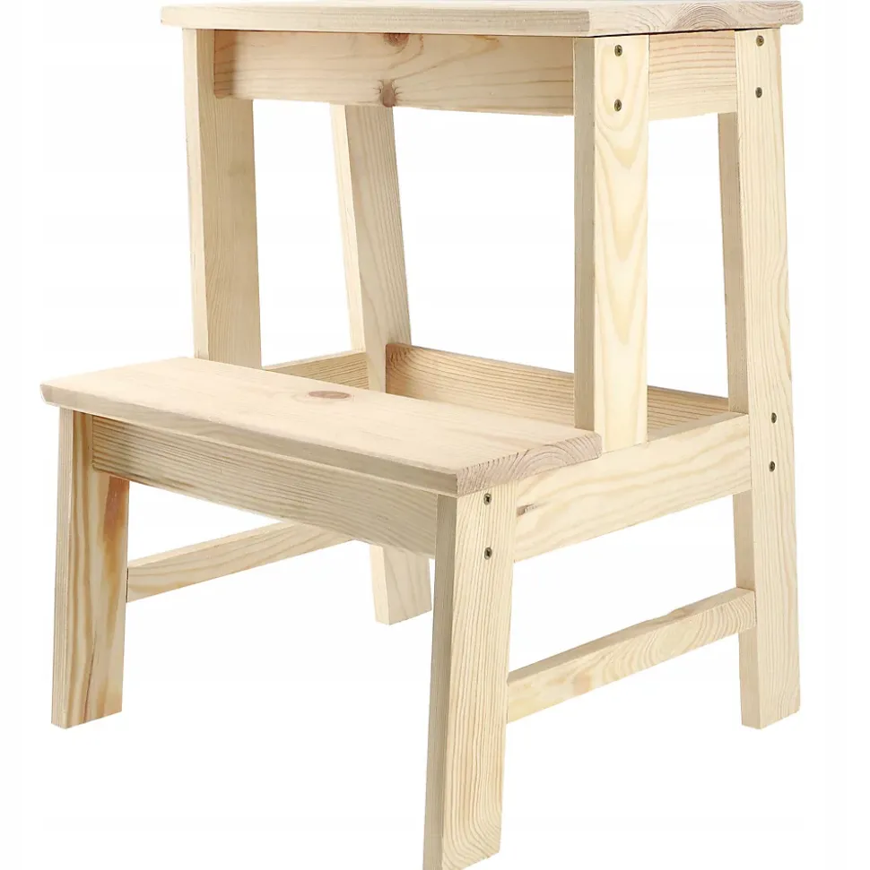 KADAX Tabouret De Cuisine En Bois Plateforme 50cm Avec Marche Solide