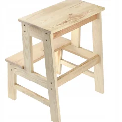 KADAX Tabouret De Cuisine En Bois Plateforme 50cm Avec Marche Solide