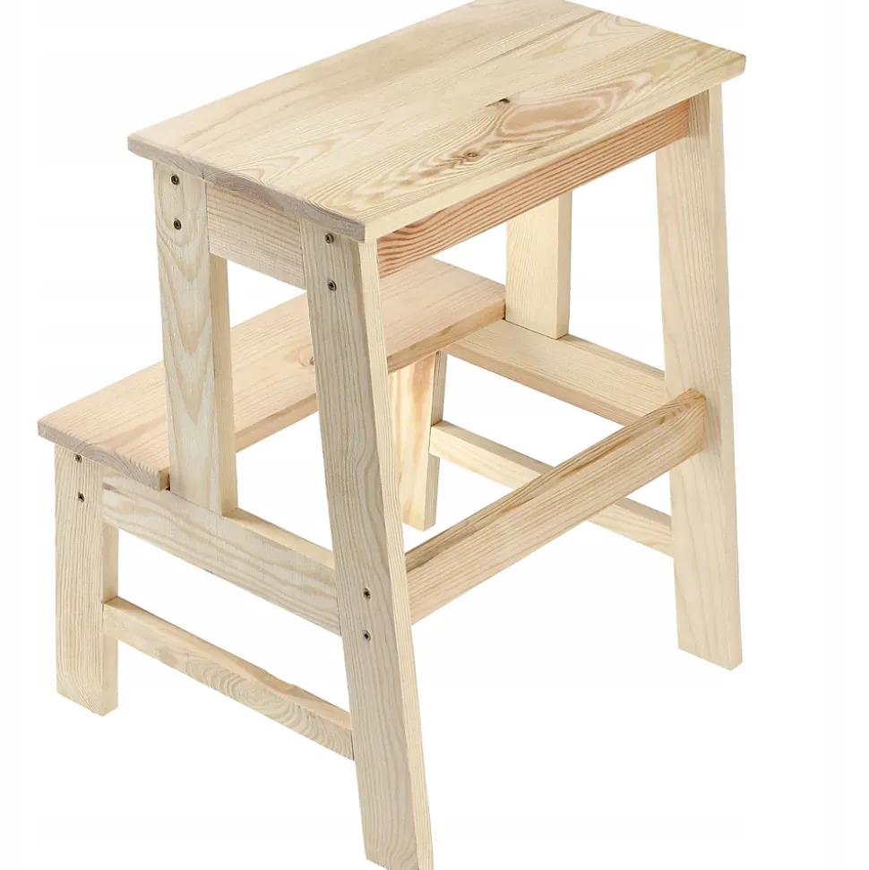 KADAX Tabouret De Cuisine En Bois Plateforme 50cm Avec Marche Solide