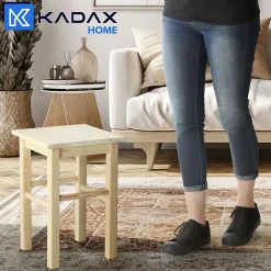 KADAX Tabouret de cuisine en bois massif naturel 43,5 cm