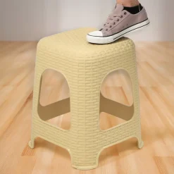KADAX Tabouret Tabouret de Cuisine Rotin Beige 2 pcs