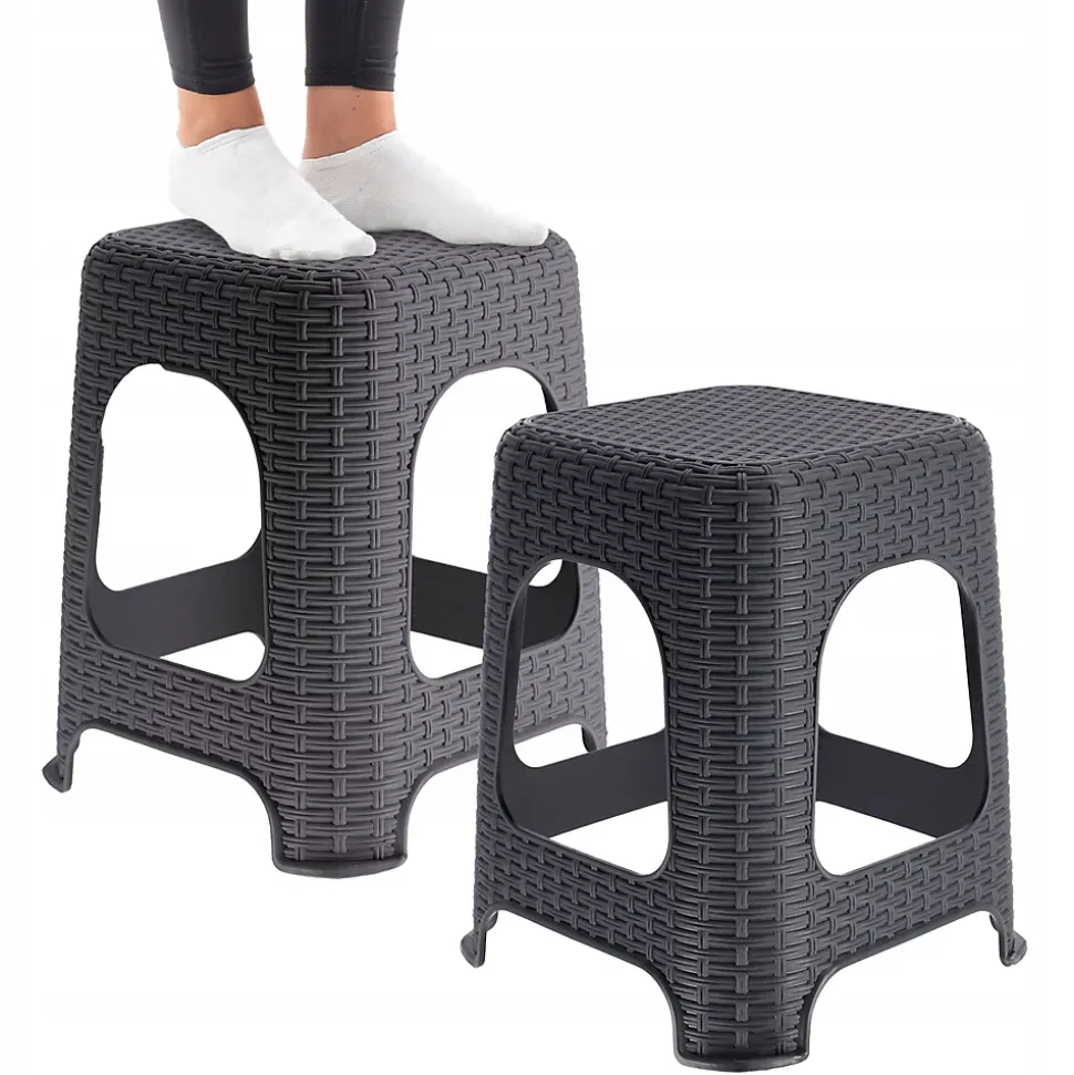 KADAX Tabouret Tabouret de Cuisine Rotin Anthracite 2 pcs