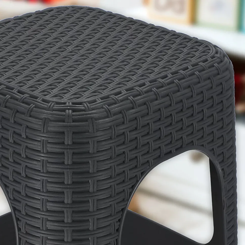 KADAX Tabouret Tabouret de Cuisine Rotin Anthracite 2 pcs