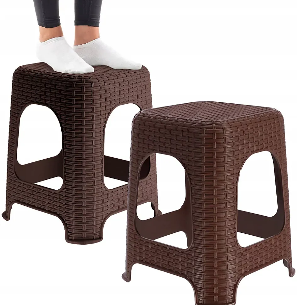 KADAX Tabouret Tabouret de Cuisine Rotin Marron 2 pcs
