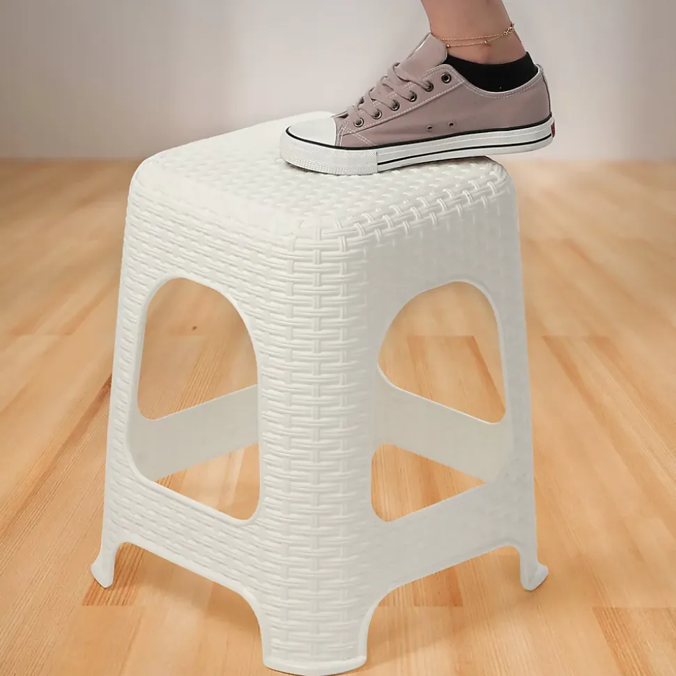 KADAX Tabouret Tabouret de Cuisine Rotin Blanc 2 pcs