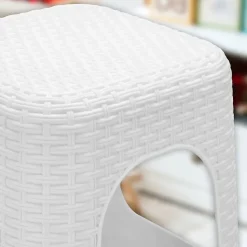 KADAX Tabouret Tabouret de Cuisine Rotin Blanc 2 pcs