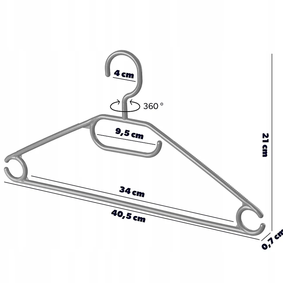 KADAX 5x cintres pivotants en plastique pour vêtements, gris