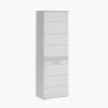 Kai - Armoire vestiaire (L/H/P : 55x190x37 cm) en imitation blanc et blanc brillant profond