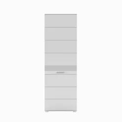 Kai - Armoire vestiaire (L/H/P : 55x190x37 cm) en imitation blanc et blanc brillant profond