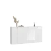 Kai - Combinaison de penderies (L/H/P : 183x99x34 cm) en imitation blanc et blanc brillant