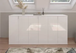 Kai - Combinaison de penderies (L/H/P : 183x99x34 cm) en imitation blanc et blanc brillant
