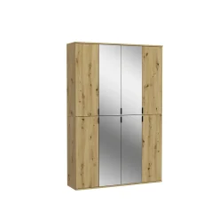 Kai - Combinaison de vestiaires (L/H/P : 121x193x34 cm) en imitation chêne Artisan / verre miroir