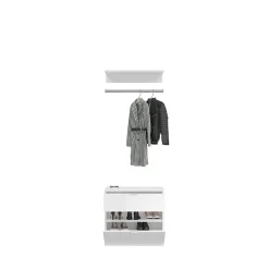 Kai - Combinaison de vestiaires (L/H/P : 183x193x34 cm) en imitation blanc et imitation chêne Artisan / verre miroir