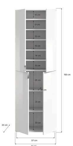 Kai - Combinaison de vestiaires (L/H/P : 183x193x34 cm) en imitation chêne Artisan / verre miroir