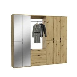 Kai - Combinaison de vestiaires (L/H/P : 213x193x34 cm) en imitation chêne Artisan