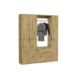 Kai - Combinaison de vestiaires (L/H/P : 152x193x34 cm) en imitation chêne Artisan