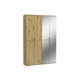 Kai - Combinaison de vestiaires (L/H/P : 122x193x34 cm) en imitation chêne Artisan / verre miroir