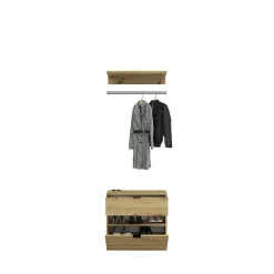Kai - Combinaison de vestiaires (L/H/P : 183x193x34 cm) en imitation chêne Artisan / verre miroir