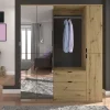 Kai - Combinaison de vestiaires (L/H/P : 152x193x34 cm) en imitation chêne Artisan / verre miroir