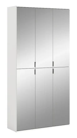 Kai - Combinaison de vestiaires (L/H/P : 91x193x34 cm) en imitation blanc et verre miroir