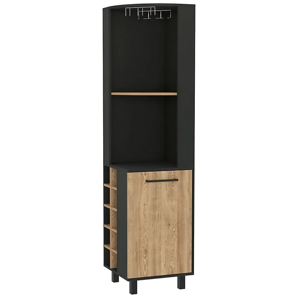 Kaia meuble bar angle avec porte et rangement bouteilles