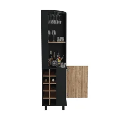Kaia meuble bar angle avec porte et rangement bouteilles
