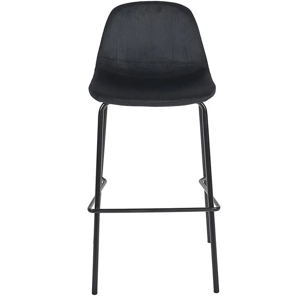 KANPE - Ensemble Table de Bar avec Etagères + 2 Tabourets Velours Côtelé Noir Konae