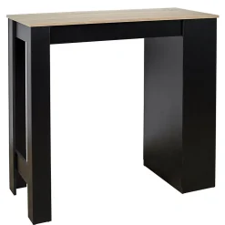 KANPE - Ensemble Table de Bar avec Etagères + 2 Tabourets Velours Côtelé Gris Konae