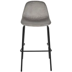 KANPE - Ensemble Table de Bar avec Etagères + 2 Tabourets Velours Côtelé Gris Konae