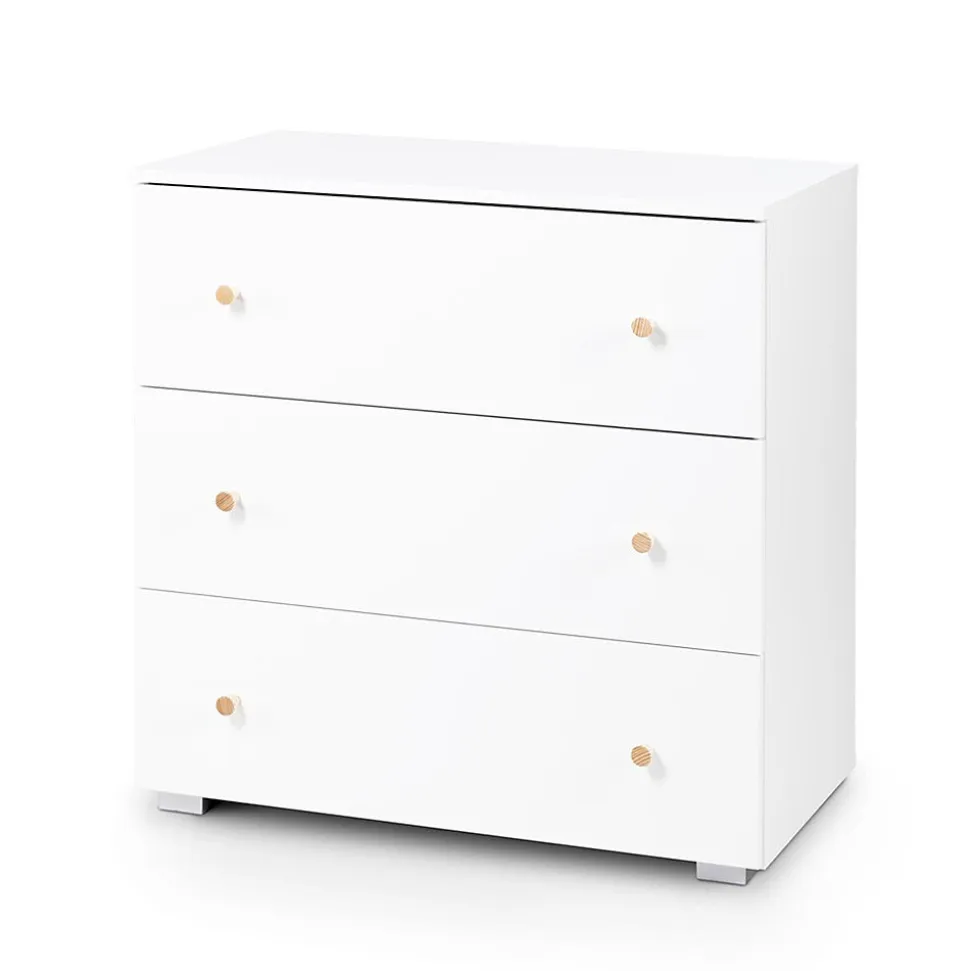 KAROLINA II Ensemble lit bébé 120x60 et commode à langer 3 tiroirs Blanc