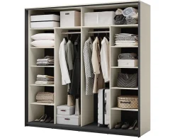 Kimi - armoire - 2 portes coulissantes - led et miroir inclus - 220x221 cm - Best Mobilier