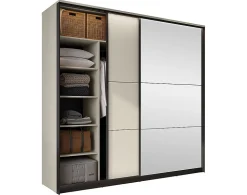 Kimi - armoire - 2 portes coulissantes - led et miroir inclus - 220x221 cm - Best Mobilier