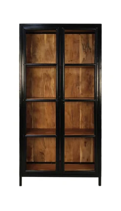 Kingston - Vitrine - acacia, fer et verre - 90 x 40 x 185 cm