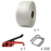 Kit 1 Feuillard de cerclage tressé 16 mm x 850 m + 250 boucles OFFERTES + 1 tendeur - Résistance 450kg - TECPLAST KFT1