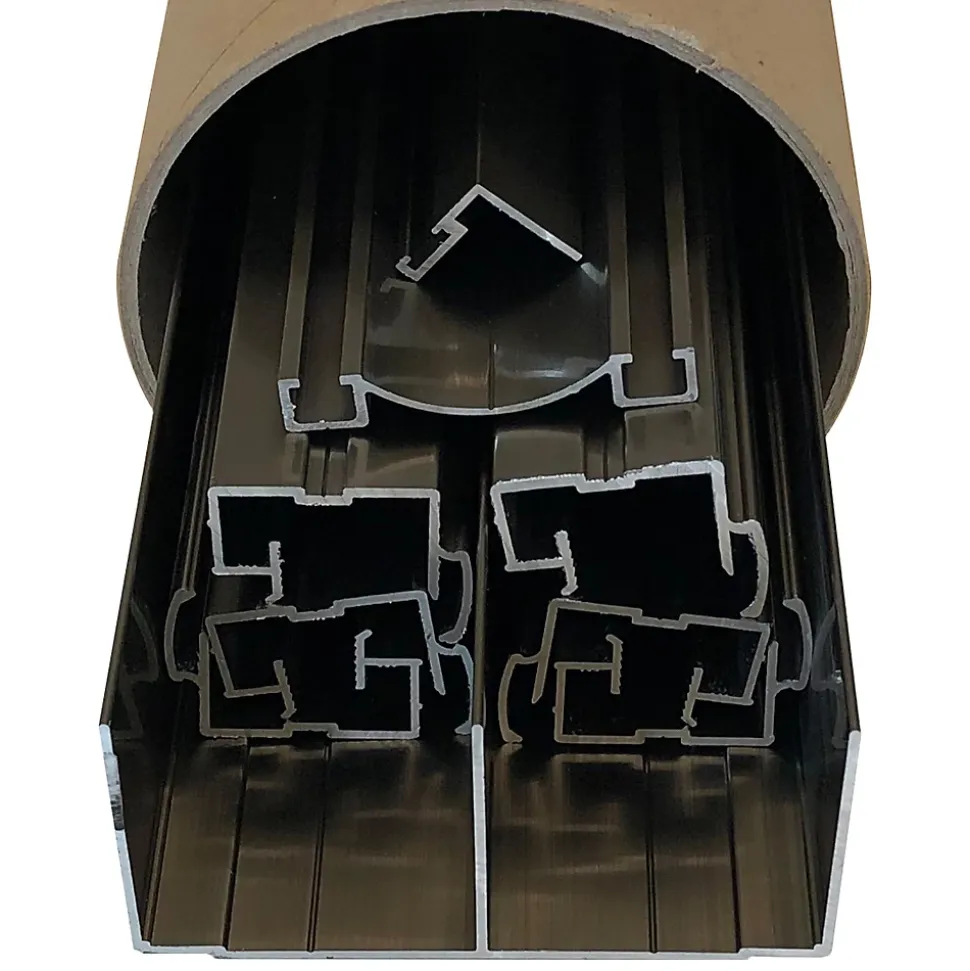 Kit de quincaillerie Styldoor en alu pour placard coulissant avec freins et balais H2.5m x L3m, 3 vantaux, finition Poli Bronze