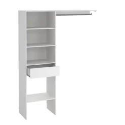 Kit dressing 1 colonne réversible avec tiroir coloris blanc Nyssa H. 200 x L. 150 x P. 45 cm