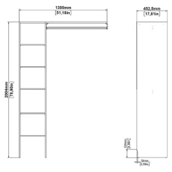 Kit dressing 1 colonne réversible coloris blanc Matai H. 200 x L. 130 x P. 45 cm