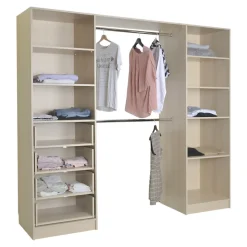 Kit dressing 2 colonnes 4 tiroirs effet chêne clair l. 218 x H. 200 x P. 50 cm Qazar