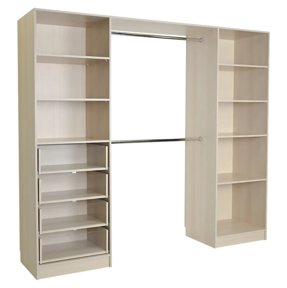 Kit dressing 2 colonnes 4 tiroirs effet chêne clair l. 218 x H. 200 x P. 50 cm Qazar
