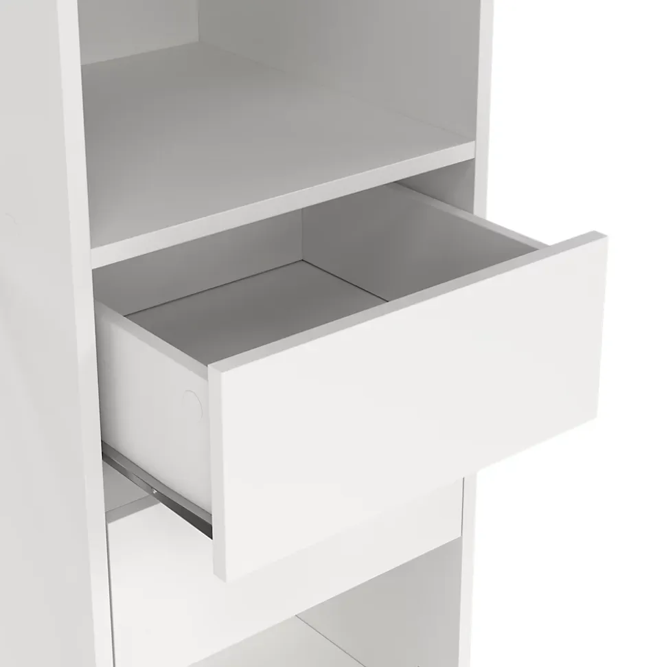 Kit dressing 2 colonnes avec tiroirs et 2 barres penderie blanc H.200 x L.180 cm