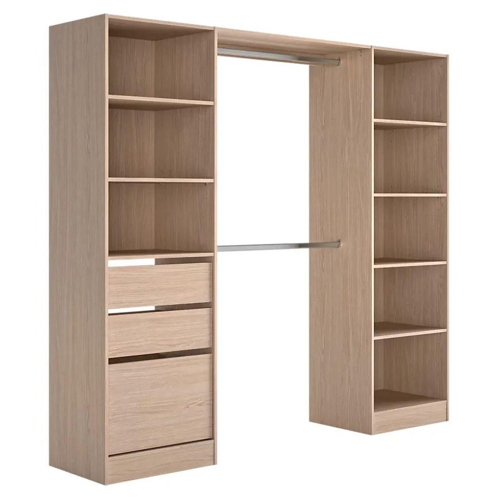 Kit dressing 2 colonnes Isha décor chêne H. 200 cm x L. 220 cm x P. 48,2 cm