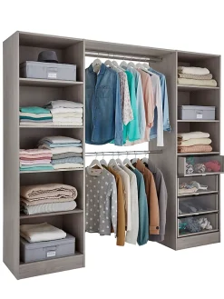 Kit dressing 2 colonnes Qazar décor chêne grisé H.200 cm x L.220 cm x P.48 cm