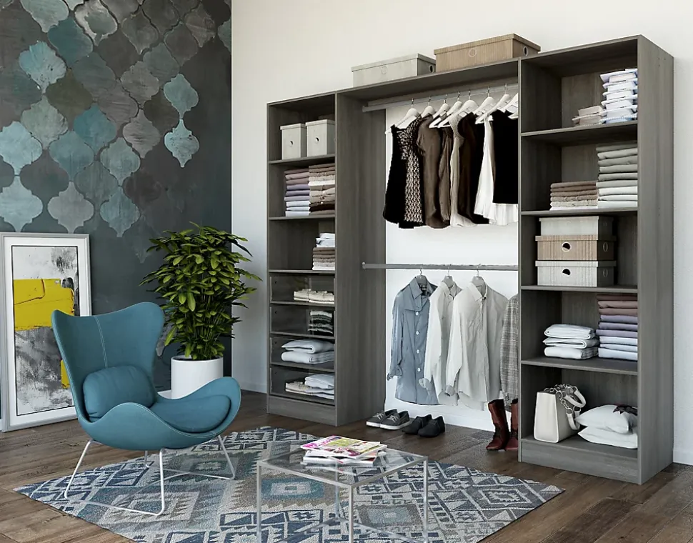 Kit dressing 2 colonnes Qazar décor chêne grisé H.200 cm x L.220 cm x P.48 cm
