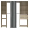 Kit dressing 2 colonnes réversibles avec rideau Dalvine décor chêne H. 200,4 x L. 200 x P. 48,25 cm