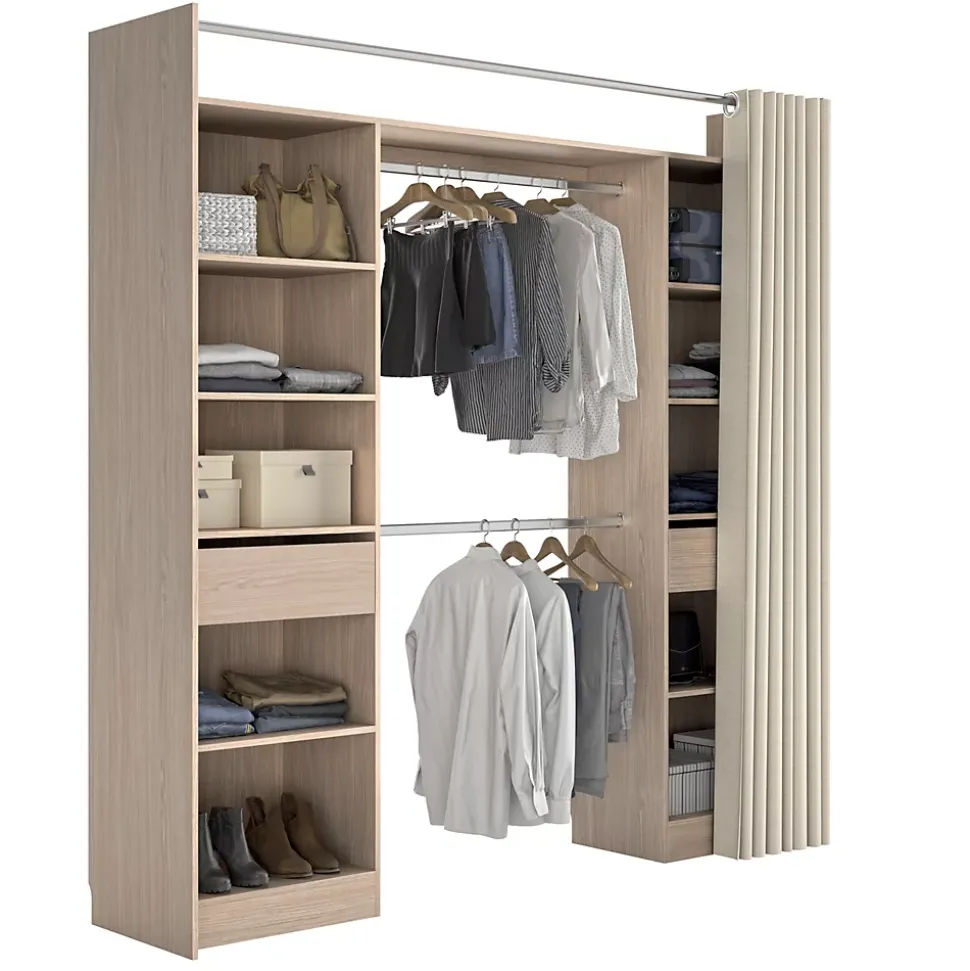 Kit dressing 2 colonnes réversibles avec 2 tiroirs effet chêne Balsam H. 220 x L. 220 x P. 48 cm