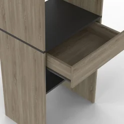 Kit dressing MELINE 160 x 40 x 180 cm hêtre avec étagères noires + tiroir + double penderie
