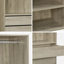 Kit dressing modulable 3 éléments MODULO. naturel. 200 x 45 x 180 cm
