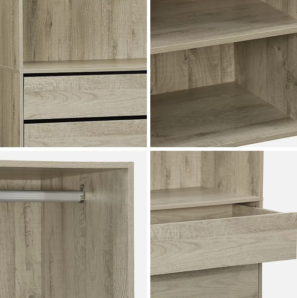 Kit dressing modulable 3 éléments MODULO. naturel. 200 x 45 x 180 cm