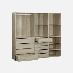 Kit dressing modulable 3 éléments MODULO. naturel. 200 x 45 x 180 cm